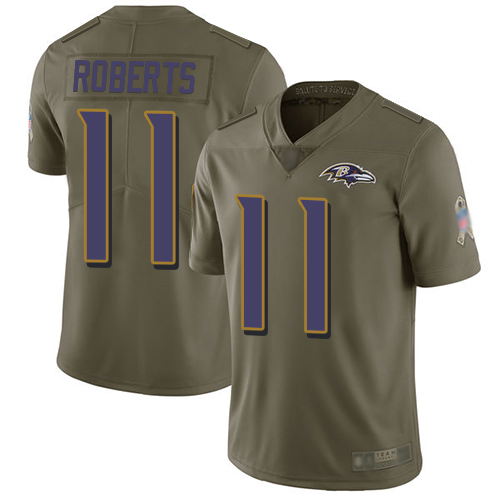 Baltimore Ravens Limited Olive Men Seth Roberts Jersey NFL Football #11 2017 Salute to Service
